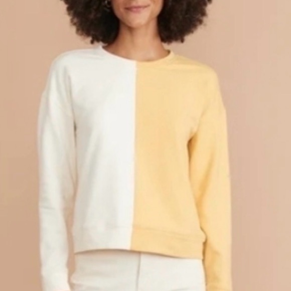Marine Layer Cate Cabin Core Sweatshirt Ochre/Antique White Women’s Medium - Picture 2 of 10